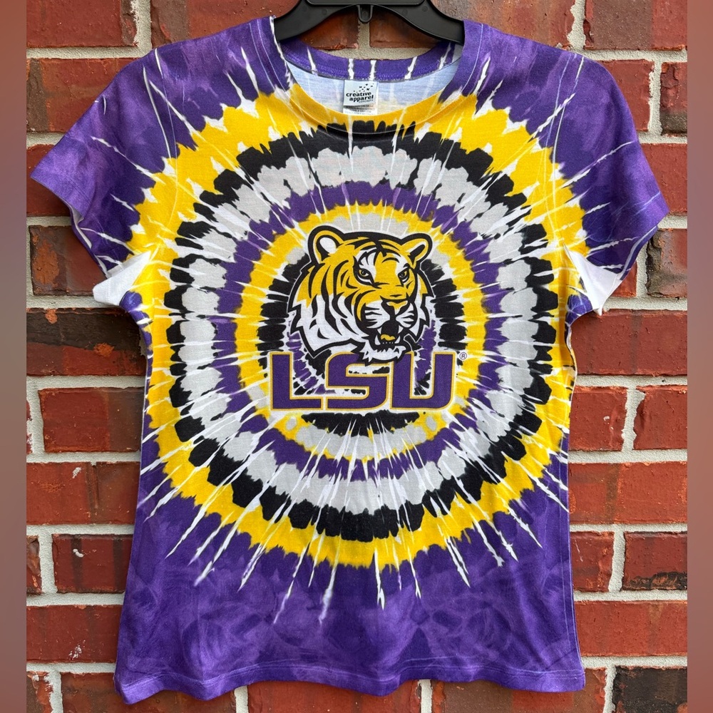 Creative Apparel Concepts LSU Tigers Women’s Large Tie-Dye Short Sleeve Shirt F3